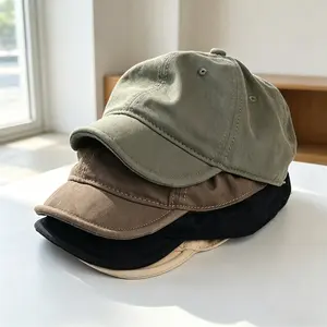 Retro Short-Brimmed Baseball Cap, Unisex Washed Distressed Soft-Top Workwear-Style Hat, All-Season (Spring/Summer) Sports & Outdoor Accessory