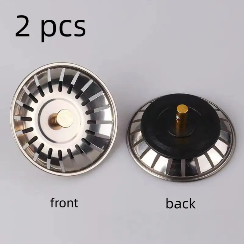2 Counts Advanced Stainless Steel Kitchen Sink Filter and Plug Set, Kitchen Sink Accessories, Sink Drain Strainer, Plated Anti-Clogging Design with Scraper for Efficient Drainage in the Kitchen