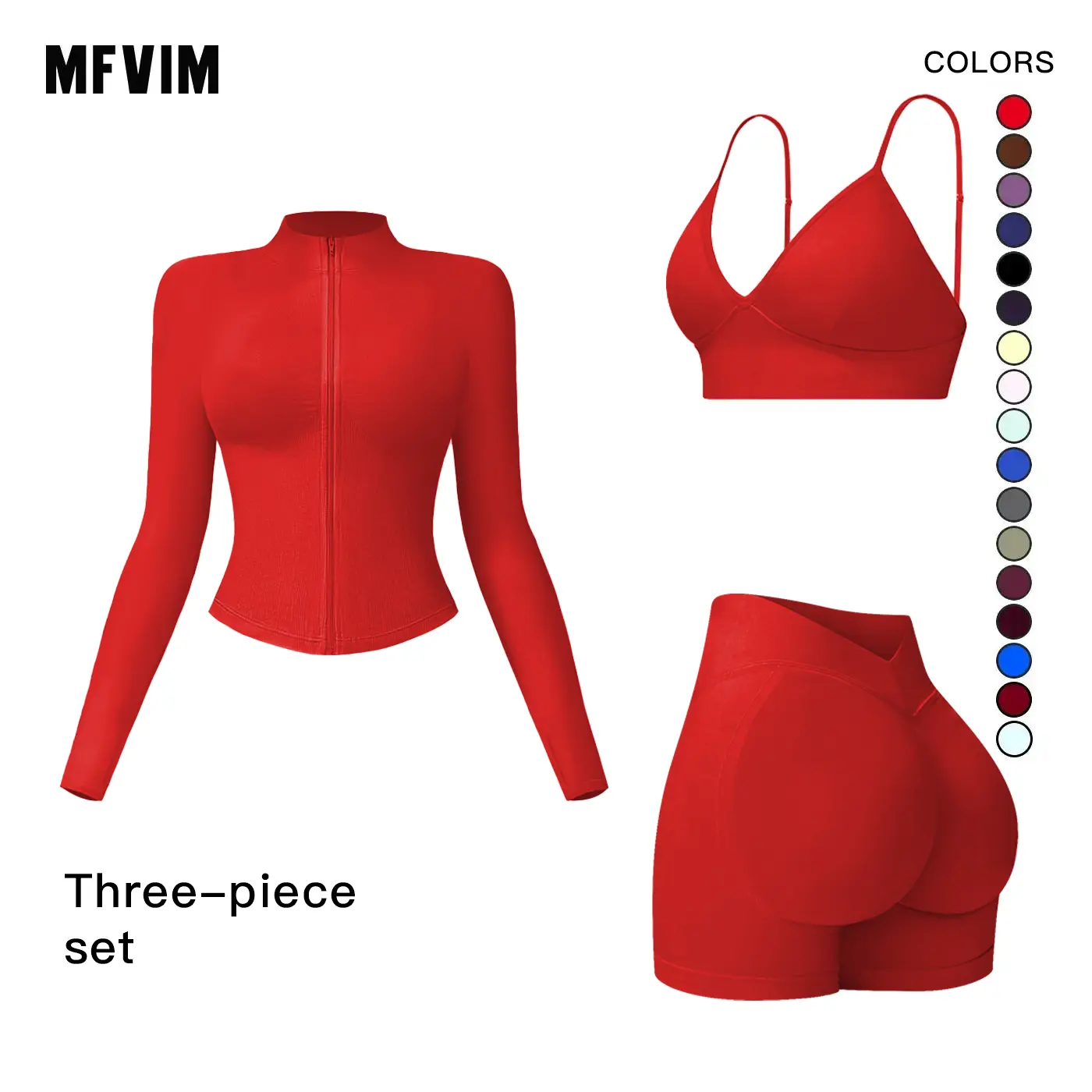 MFVIM Women’s 3 Piece Sports Set, High Waisted Butt Lifting Compression Yoga Pants, Suitable for Running, Yoga, and Everyday Workouts,sohochic