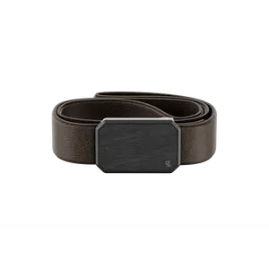 Groove Belt Max Leather – Full Grain Stretch Leather Belt for Men, Magnetic Buckle, Everyday & Work Belt – Brown