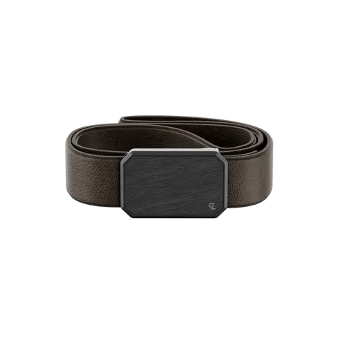 Groove Belt Max Leather – Full Grain Stretch Leather Belt for Men, Magnetic Buckle, Everyday & Work Belt – Brown