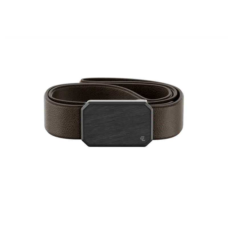 Groove Belt Max Leather – Full Grain Stretch Leather Belt for Men, Magnetic Buckle, Everyday & Work Belt – Brown