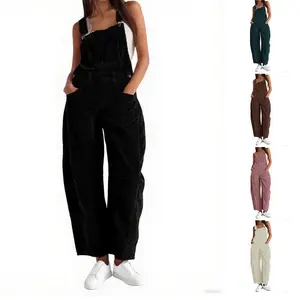 Kingapril Women’s Corduroy Overalls/Jumpsuits – Barrel-Wide Leg Bib Front, Adjustable, with Pockets