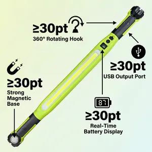 Rechargeable LED Work Light Bar, High Lumen Magnetic Flashlight, Portable Cordless Underhood Work Lights with Hooks, Inspection Workshop Outdoor Emergency, High Lumens Flashlight, Super Bright Flashlight