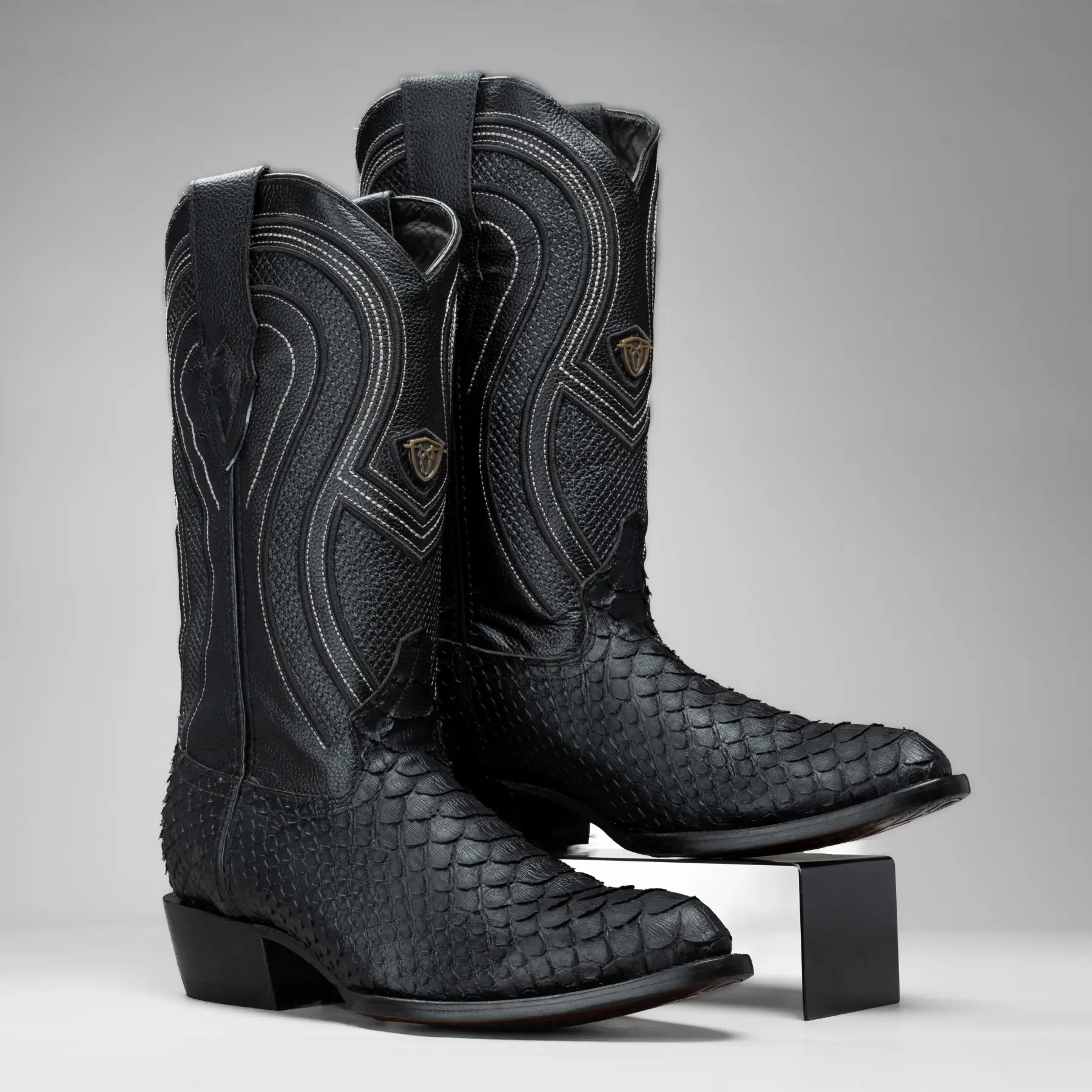 Men's Western Boots: Cowhide Leather Python Imitation J Toe Cowboy Boots For Men