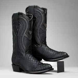Men's Western Boots: Cowhide Leather Python Imitation J Toe Cowboy Boots For Men