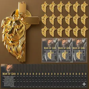 18/20/36/40Sets Lion Cross Brooch Pins with Bible Verse Card Christian Gifts for Men Clothes Bags Hats Jeans Backpacks Accessories Inspiring Gifts Sets for Workers Coworkers Employee Father's Day Gifts  Religion Birthday Gifts
