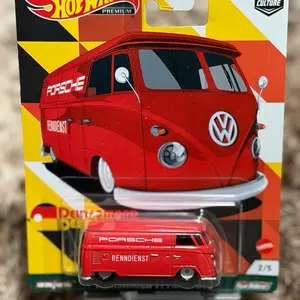 Hot Wheels 2021 Hot Wheels Premium Car Culture Volkswagen T1 Panel Bus Red Porsche Renn Dienst Model
