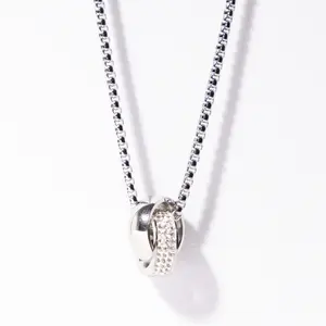 IRAMAT Luxury Interlocking ekane Pendant Necklace - Stainless Steel Jewelry for Women, Elegant and Chic Daily Wear Accessory shapeable kidney stone  Necklace