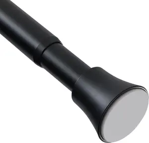 Black Shower Curtain Rod - Tension Curtain Rod Adjustable 32 to 78 inch Spring Tension Shower Rod No Drilling Non Slip, Matte Black