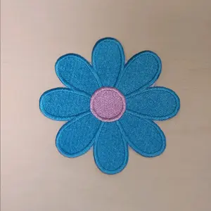 Blue Daisy 4 inch Iron on Applique Patch