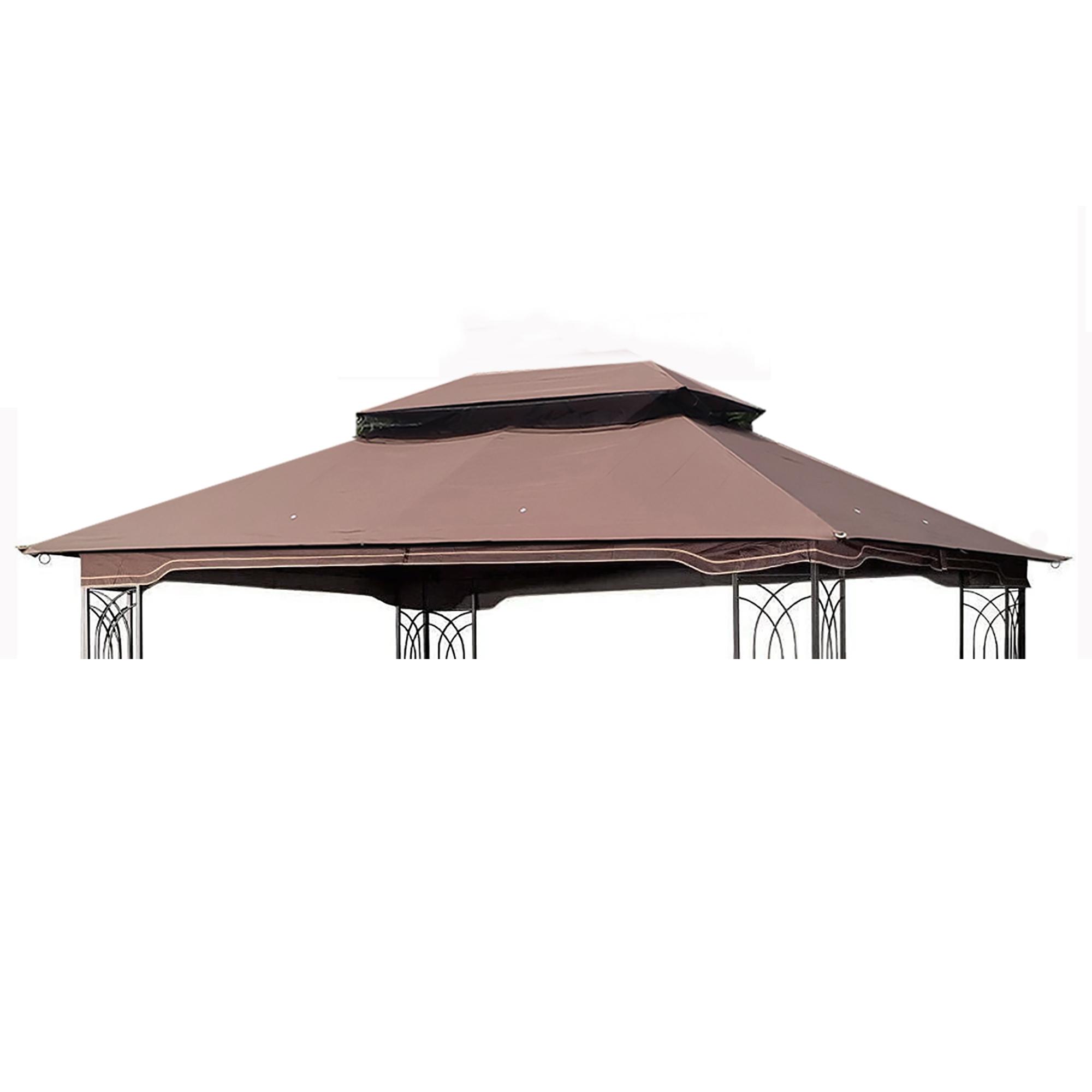 SAVEYOUR Brown Double Roof Gazebo Canopy Top Replacement 13x10FT Durable Polyester UV Protection Water-Repellent Patio Shade Fabric