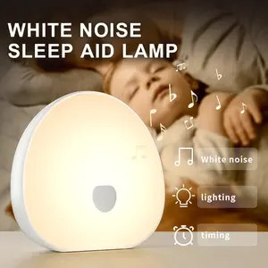 White Noise Sleep Night Light, RGB Color Changing Night Light with 15/30min Timer, USB Rechargeable Baby Nursery Lamp with Soothing Natural Sounds for Sleep, Relaxation, Nursery, Bedroom