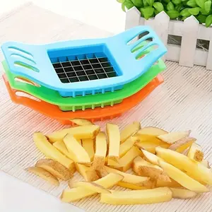 1pc of Stainless Steel Multifunctional Slicer for Potatoes And Vegetables - a Cutter for French Fries Suitable for Chips And Salads, Featuring an Easy-To-Clean Design with Blue And Green Handles, a Kitchen Slicing Tool That Is Portable