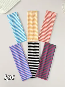 Women's Fashion Sports Headband, Elastic Headband, Sweat Absorbing Headband, Workout Headband, Gym Wrap Headband, Multi-Color Striped Design, Suitable for Gym, Running, Yoga, Sweat-Wicking Hair Tie, Casual Hair Accessory