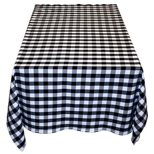 Table in a Bag BW4848 Square Polyester Gingham Tablecloth, 48-Inch by 48-Inch, Black and White Checkered Pattern