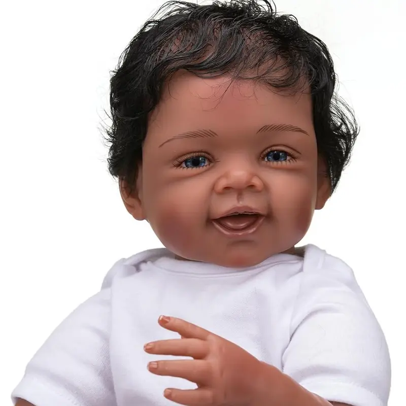 Reborn Baby Dolls Lovely 22 Inch 55 cm Reborn Baby Doll Soft Silicone Toddler Dolls African American Baby Doll Toy Child Gift Christmas Toys for Age 3+ doll baby  doll