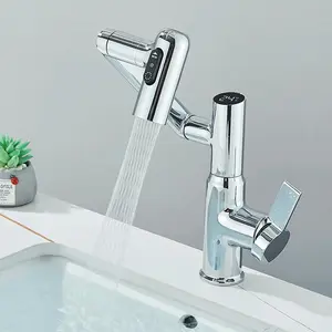 Digital Display LED Basin Faucet 360 Rotation Multi-Function Stream Sprayer Hot Cold Water Sink Mixer Wash Tap for Bathroom