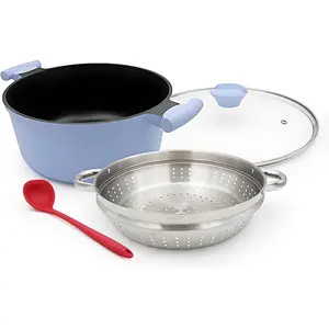 Nonstick 7 Qt Steamer Pot for Cooking with Lid, Vegetable & Dumpling Steamer Basket, Food Steamer Cookware with Stay-Cool Handles, Induction Compatible, PFOA Free