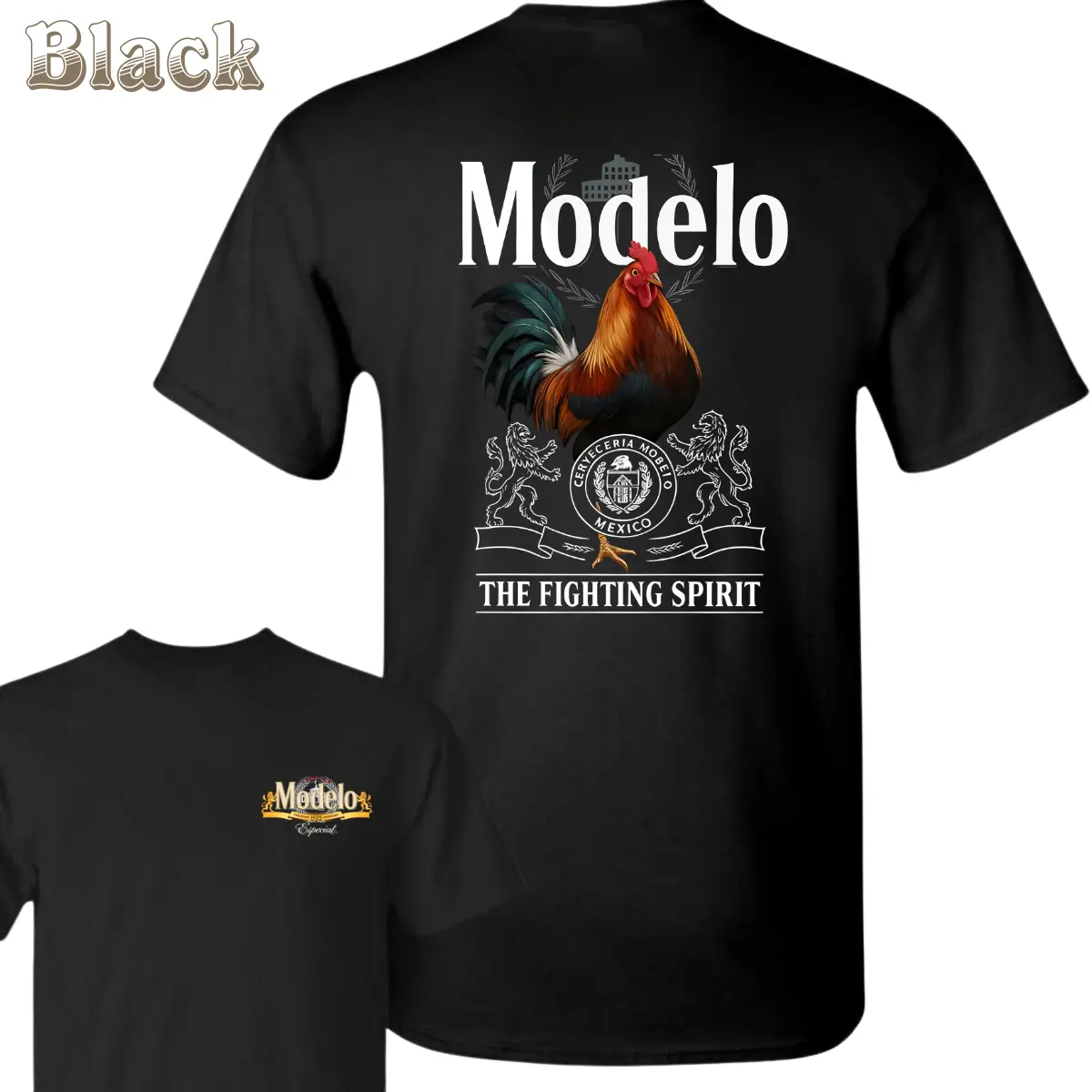 Modelo Fighting Spirit Rooster Shirt - Colorful Rooster With Crest And Vintage Mexican Style , Bold Graphic Tee For Animal Lovers , Funny Farm Shirt , Gift For Rooster Fans , Daily Casual Wear Classic Top