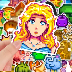 50 pcs Pixel Farm Stickers Pack, Relaxing Village Life Aesthetic, Waterproof Vinyl Decals