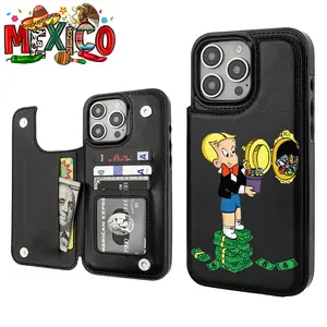 Richie Rich Money Aesthetic Design Pattern Casing For lphone 17 16 1514 13 12 Plus Pro Max Samsung 22 23 24 25 Haunt MobilePhone Case TPU Pu Leather Card Holder Drop ProtectionShockproof Anti-scratch Smartphone Cover