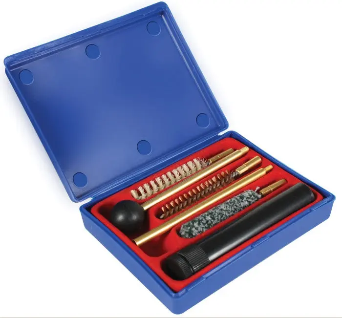 Military-Style Pistol Cleaning Complete Tool Kit - 2-Piece Brass Rod Extension, Brass Brush, Compatible with 9mm, .38 Caliber, .357 Magnum Revolvers