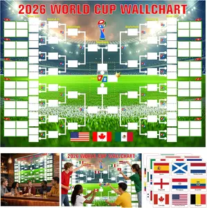 2026 World Soccer Tournament Schedule Poster 36x24 Inch with 64 Reusable National Flag Stickers and Country Names