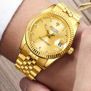 New HOLUNS Stainless Steel Men's Business Gold Automatic Mechanical Watch