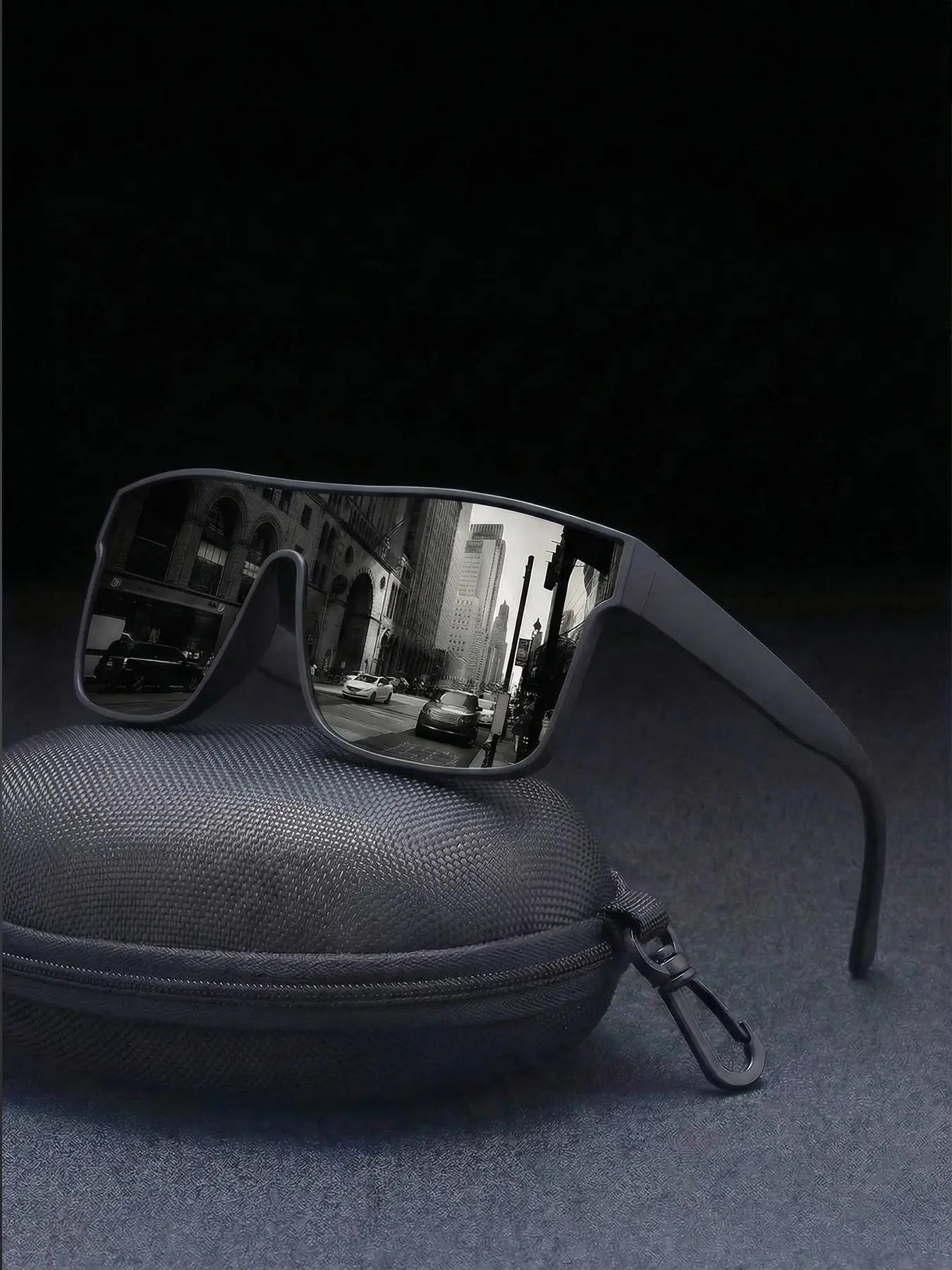Unisex Oversized Trendy Sunglasses, Stylish Sunglasses, Polarized Lens, Uv400 Protection, Fashionable Printed Arms, All-Season Eyewear, Rectangular Polarized, Summer Sunglasses, Rectangle Sunglasses