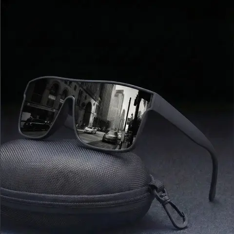 Unisex Oversized Trendy Sunglasses, Stylish Sunglasses, Polarized Lens, Uv400 Protection, Fashionable Printed Arms, All-Season Eyewear, Rectangular Polarized, Summer Sunglasses, Rectangle Sunglasses, Trendy Styling Sunglasses