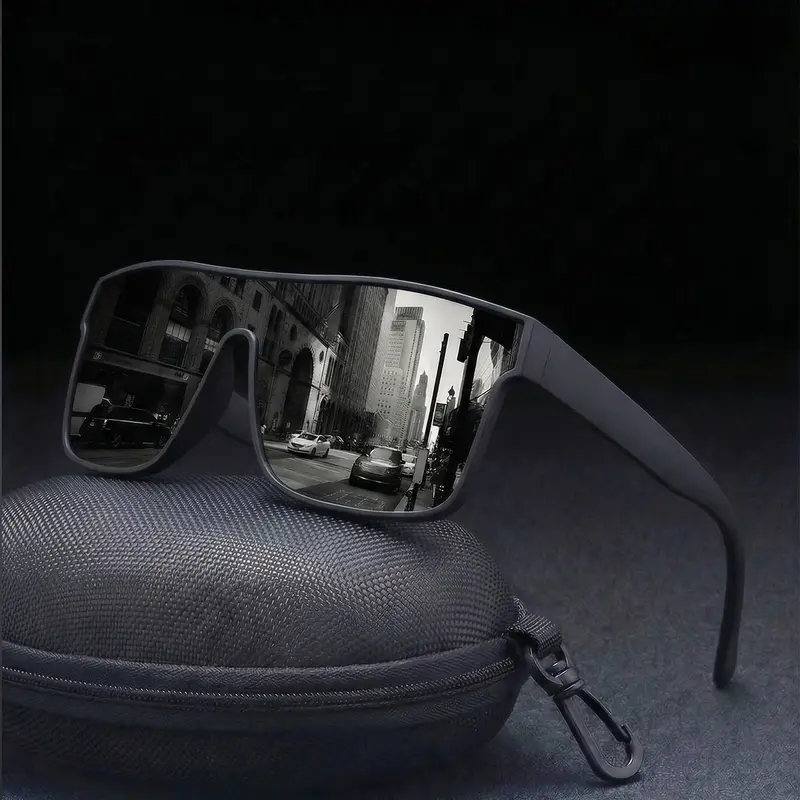 Unisex Oversized Trendy Sunglasses, Stylish Sunglasses, Polarized Lens, Uv400 Protection, Fashionable Printed Arms, All-Season Eyewear, Rectangular Polarized, Summer Sunglasses, Rectangle Sunglasses, Trendy Styling Sunglasses
