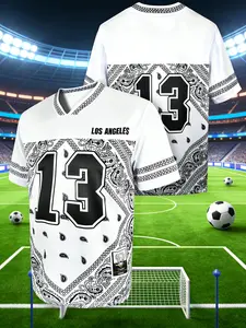 Black and White Cashmere Flower No. 13 jersey, American retro Cashmere Flower jersey, Los Angeles No. 13 printed jersey, unique design + comfortable fabric