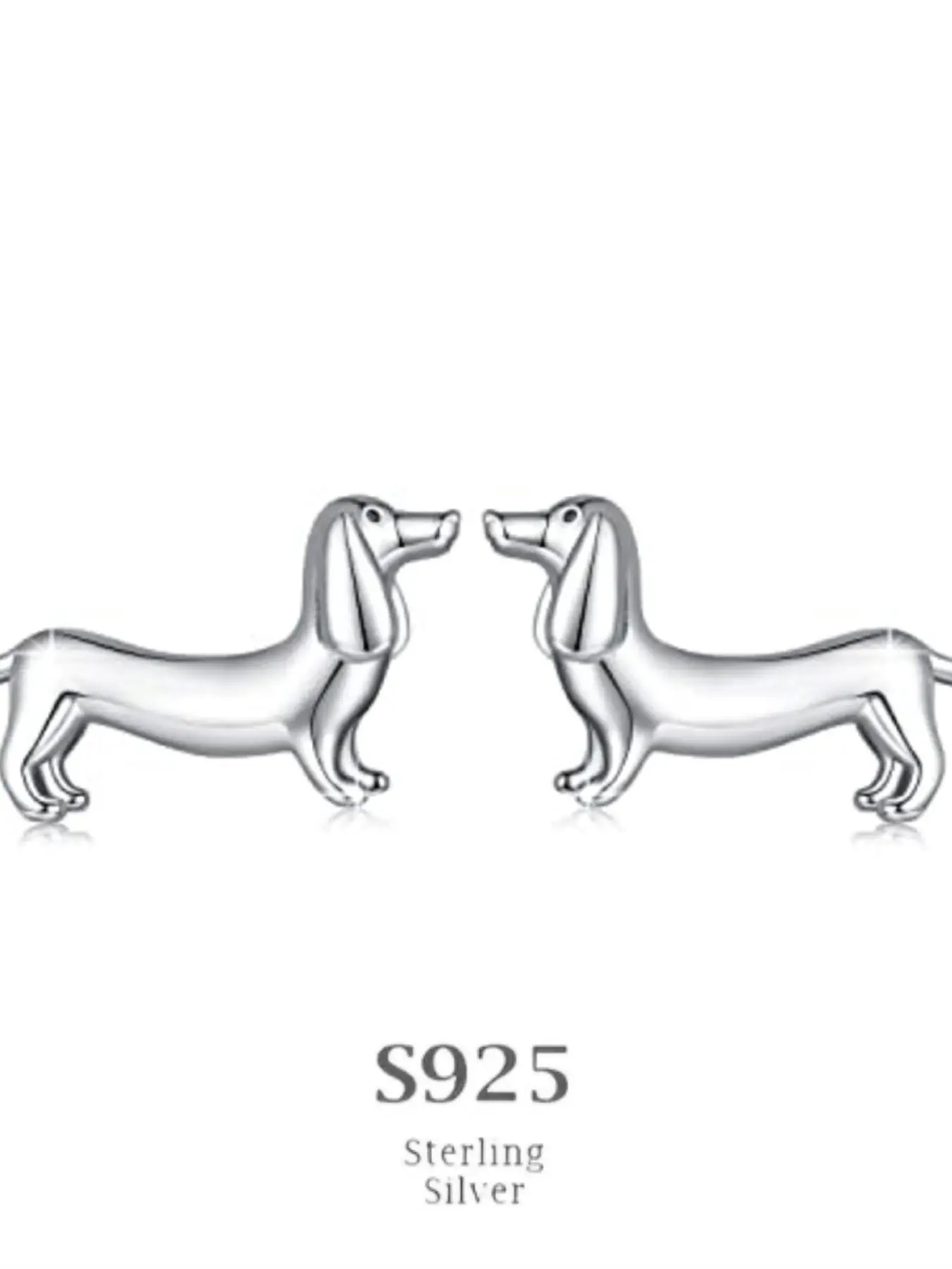 925 Sterling Silver Cute Dachshund Dog Design Earrings, Fashionable Earrings for Women & Men, Daily & Party Decoration, Exquisite Jewelry for Birthday
