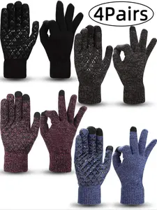 Touchscreen Winter Gloves for Cold Weather Warm Knit Lining Elastic Cuff Unisex Texting Mitts for Men Women, Casual Fitted Fall & Winter Accessories
