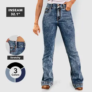 Flamingals High Waist Bootcut BBL Jeans Double Button Stitch Detail Flattering Vintage Comfortable
