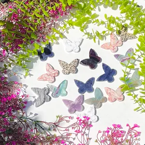 [Video Order]1 Count Crystal Butterfly Carving with stand around 40g fluorite,lepidolite,howlite and so on