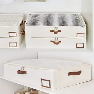 Under Bed Storage Box for Clothes Blankets, Moisture-Proof Organizer Container, Flat Foldable Underbed Box, Home Storage Solution