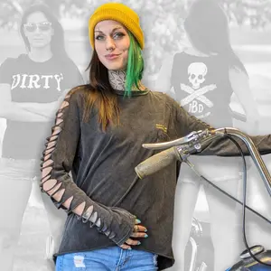 Ripped Long-Sleeve Pullover Top