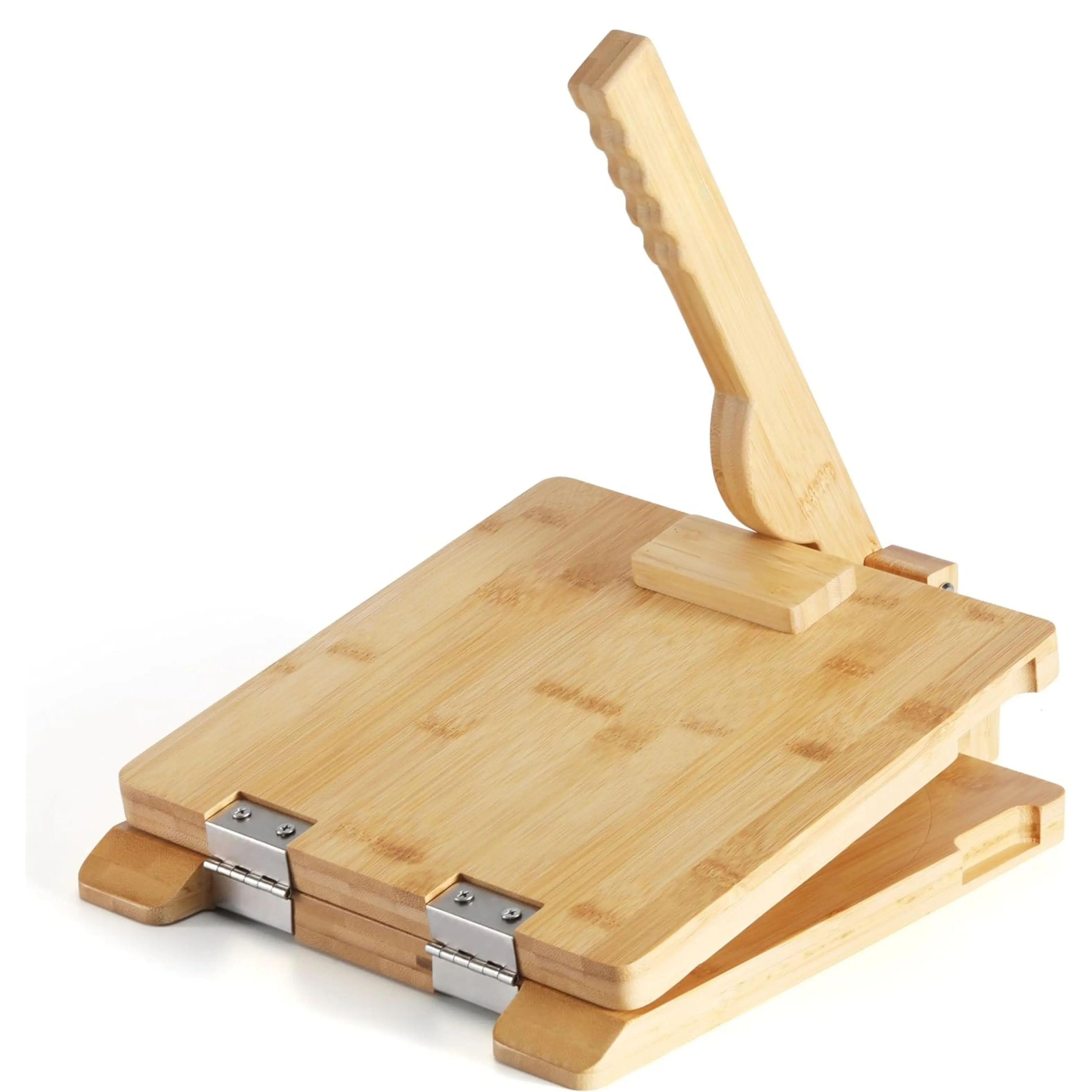 10-inch Bamboo Tortilla Press, Sturdy Tortillera with Better Pressure Resistance, 50pcs Parchment Paper for Homemade Mexican Tortillas, Pataconera Dough Press for Taco Tuesday Recipes, Square Quesadilla Maker