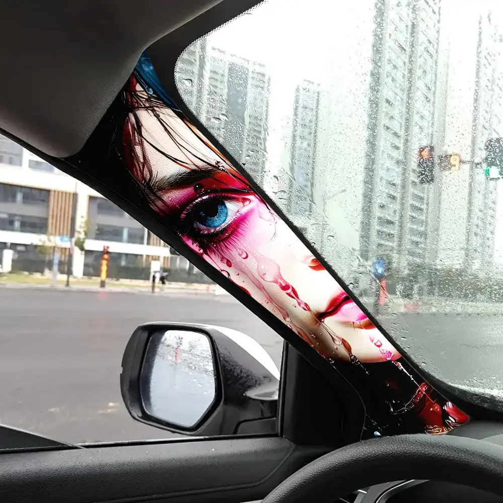 Jdm Universal A-Pillar Interior Upgrade Kit, Punk Girl Pattern Self-Adhesive Elastic Wrap for Car Decoration, Easy Install Decorative Sticker, Sticker Decals