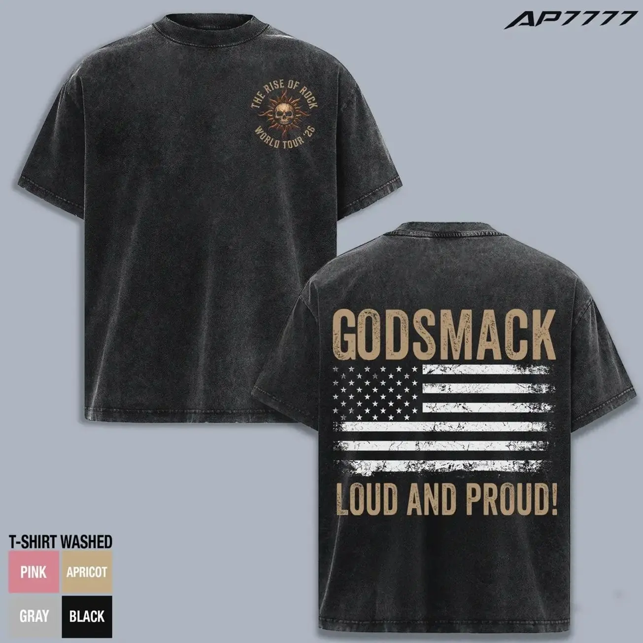 Godsmack Loud And Proud Vintage Washed T Shirt, Heavy Metal Rock Band Graphic Tee, Distressed USA Flag Back Print Shirt, Classic Concert Merch Top, Oversized Unisex Streetwear Cotton Tee, Hard Rock Fan Gift Apparel S5C