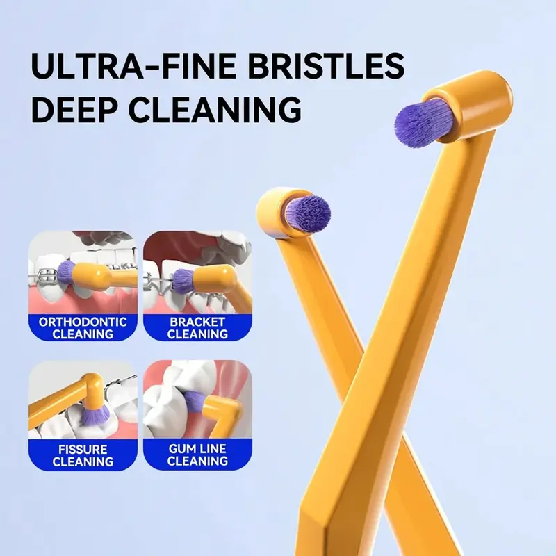 ICESEE Cone Toothbrush (2-Pack) - 0.1mm Soft Dense Bristles, Gentle Orthodontic Care, Sensitive Gums Protection, No Irritation, Deep Clean Without Dead Spots