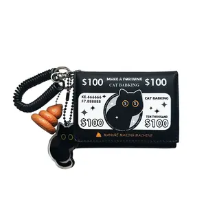 Cute Cartoon Cat Trifold Wallet, Storage for Coins Photos Cards ID, Suitable for Students Office Workers, Compact Design