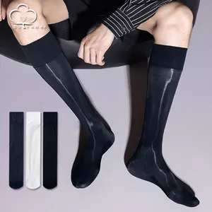 Two For One!!! Men's stockings summer thin socks calf socks boys glossy stockings business stockings white silk black stockings