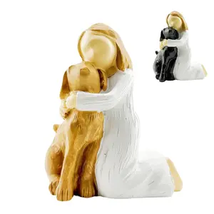 Dog Angel Statue, Friendship Dog Memorial Gift, Home Office Decor, Abstract Handcraft Decoration, Cute Pet Lover Ornament, Sculpture Desk Decor