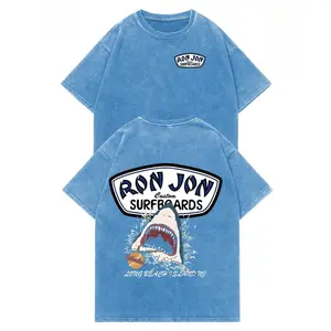 Unisex Ron Jon Surfboards Shark Graphic Washed Tee |   100% Premium Cotton |   Oversized Relaxed Fit |   Retro Beach Surf Aesthetic |   Y2K Casual Streetwear |   Trendy Summer Vacation Top