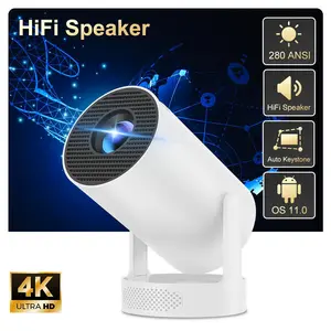 Mini Projector with WiFi and Bluetooth, Support 4K 1080P Portable Projector, Smart Android 11 HY300 PRO HIFI Projectors, Auto Keystone Correction, 180°Rotatable Home Theater Surround Audio