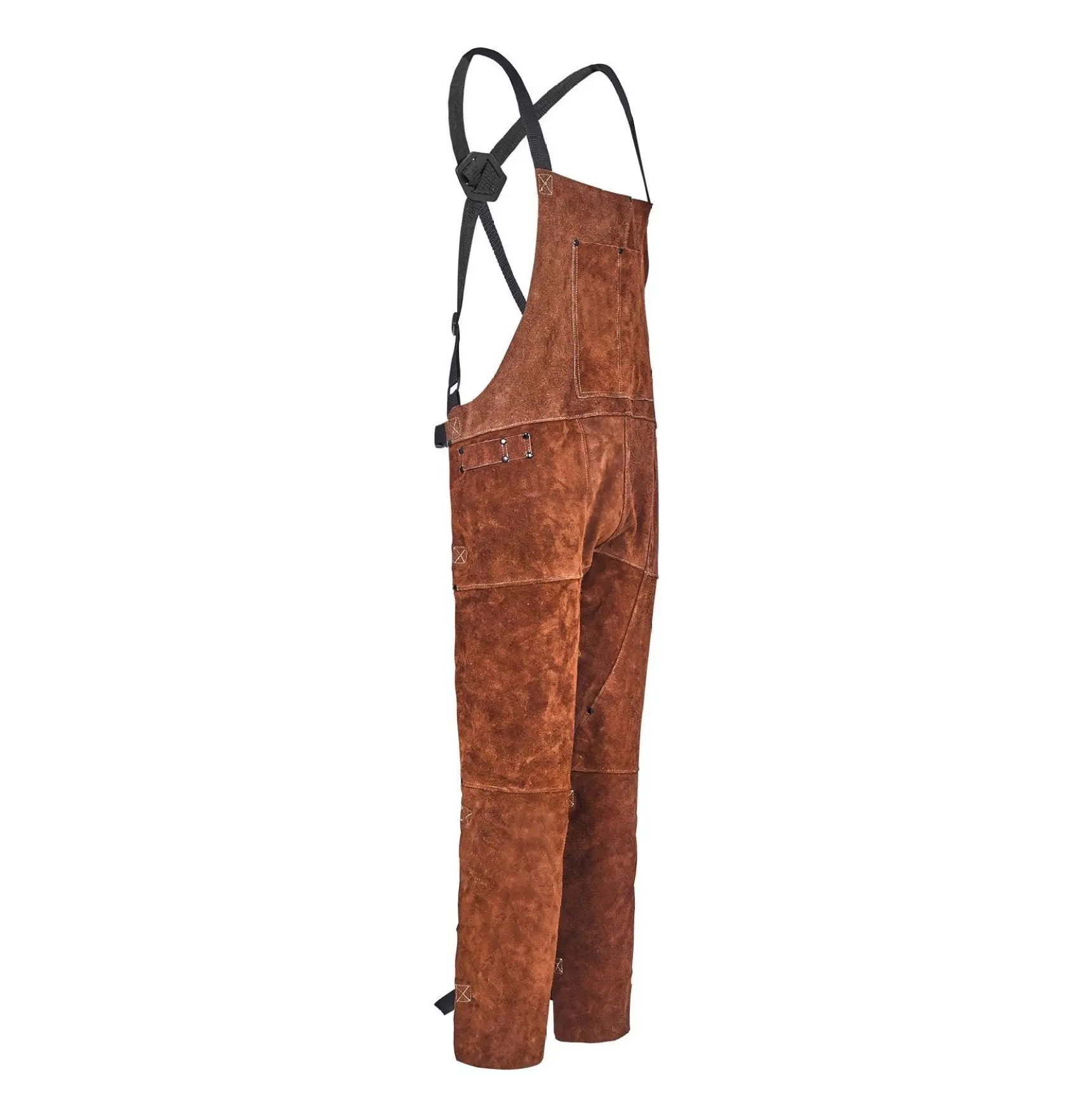 Leather Welding Apron Split Leg, Heavy Duty Cowhide Flame Resistant Welding Pants for Welders, Blacksmithing, Woodworking, Heat Resistant Safety Apron with Pockets - M-Size