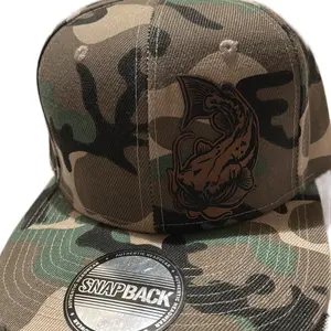 Authentic Wear Camo Snapback Catfish Catfishing Hat with Camouflage Design and Catfish Logo